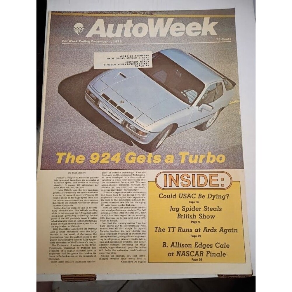 AutoWeek Magazine - December 1, 1978